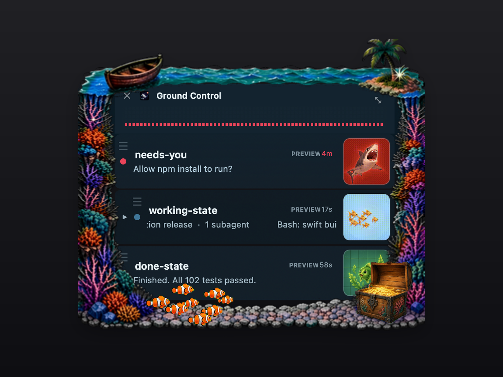 Aquarium, running in Ground Control